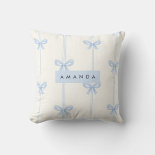 Coussin Nœud en ruban bleu pastel doux Coquette personnali