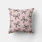 Coussin Nœuds Noirs Mignons Tendance Rose (Verso)
