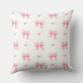 Coussin Nœuds Rose Pâle Coquette Rubans Motif Sans Couture (Verso)