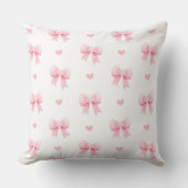 Coussin Nœuds Rose Pâle Coquette Rubans Motif Sans Couture (Recto)