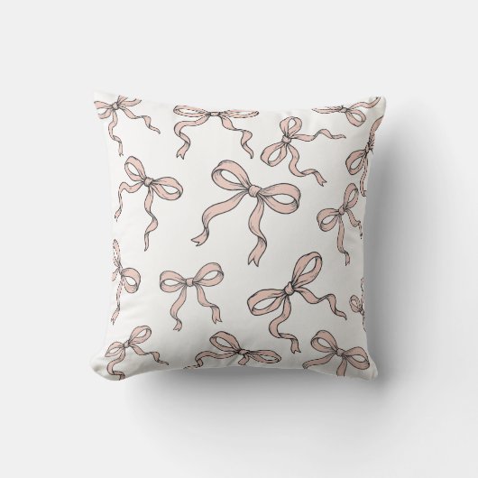 Coussin Nœuds ruban rose tendance mignons contour noir (Recto)