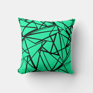 Coussin Noir Abstrait et turquoise