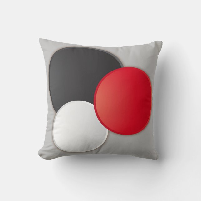 Coussin Noir abstrait moderne de coussin, rouge, blanc, (Recto)