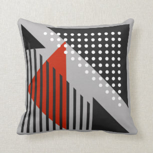 Coussin Noir abstrait moderne de coussin, rouge, blanc,