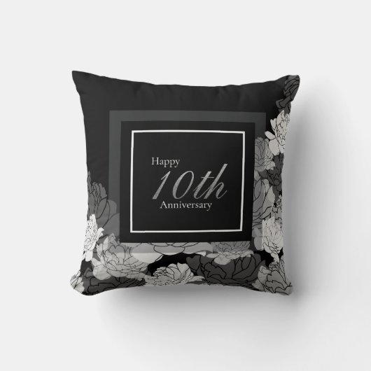 Coussin Noir, argent et blanc 10e anniversaire (Recto)