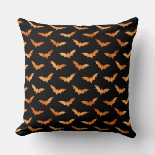COUSSIN NOIR AVEC BAIGNOIRE ORANGE HALLOWEEN BATS