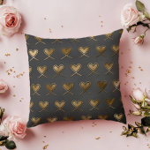 Coussin Noir avec Coeurs d'or