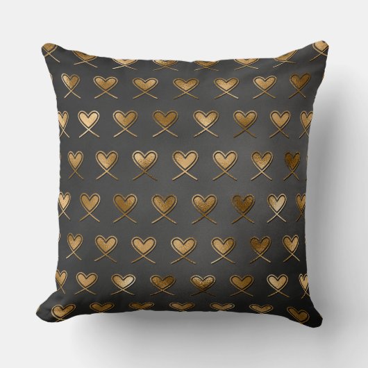 Coussin Noir avec Coeurs d'or (Recto)