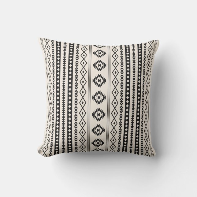 Coussin Noir aztèque sur motif mixte (V) Motif (Recto)
