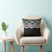 Coussin Noir & Blanc Cuir & Dentelle (Chaise)