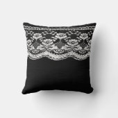 Coussin Noir & Blanc Cuir & Dentelle (Verso)