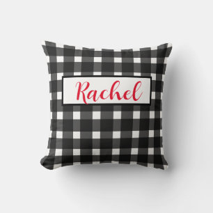 Coussin Noir blanc En vichy personnalisé