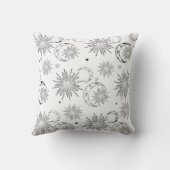 Coussin Noir & Blanc Fantaisie Soleil Lune & Étoiles (Verso)