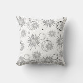 Coussin Noir & Blanc Fantaisie Soleil Lune & Étoiles (Recto)