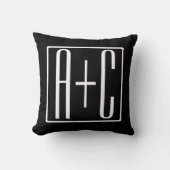 Coussin Noir & Blanc | Initiales de couple (Recto)
