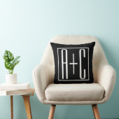 Coussin Noir & Blanc | Initiales de couples (Chaise)