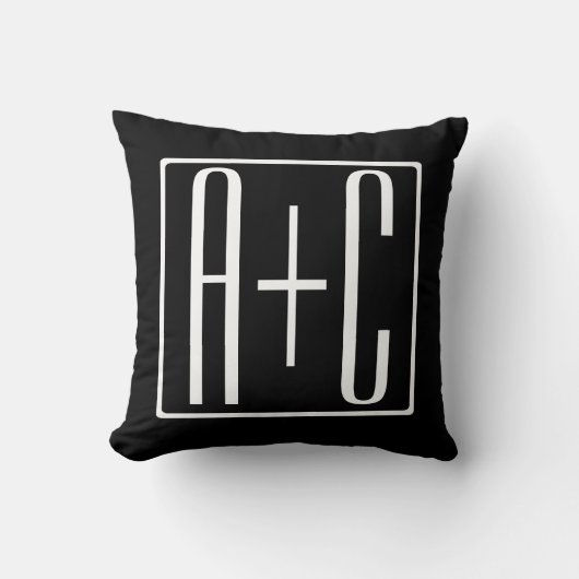 Coussin Noir & Blanc | Initiales de couples (Recto)