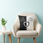 Coussin Noir blanc M. Mme nom mariage du coeur (Chaise)