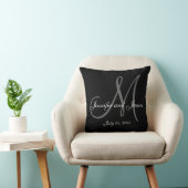 Coussin Noir Blanc Monogramme Noms Mariage Keepsaké Coussi (Chaise)