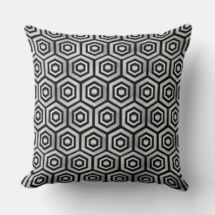 Coussin Noir Blanc Motif Géométrique Hexagone
