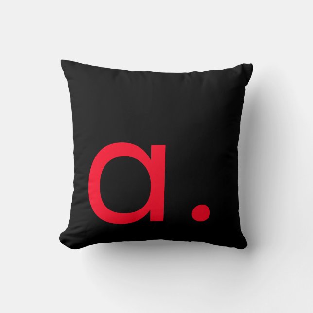 Coussin Noir Blanc Rouge Monogramme Initial (Recto)