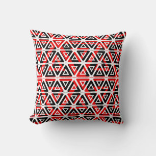 Coussin Noir, blanc, rouge motif abstrait arrière solide
