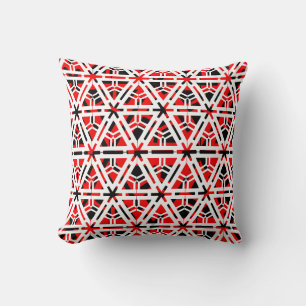 Coussin Noir, blanc, rouge motif abstrait arrière solide