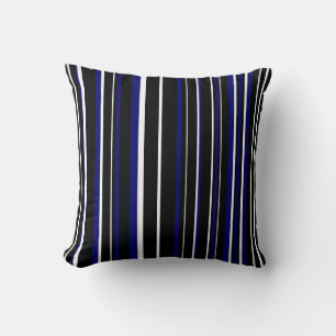 Coussin Noir, bleu marine foncé et rayure blanche