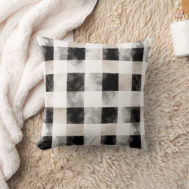 Coussin Noir Chic Crème Plaid Noël (Couverture)