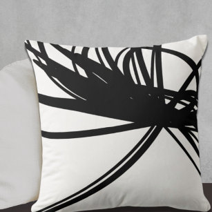 Coussin Noir courbe Abstrait ruban design sur blanc