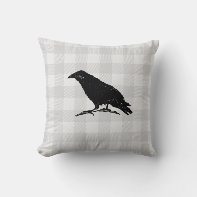 Coussin Noir Crow Silhouette Halloween Oreillère à lancer  (Recto)