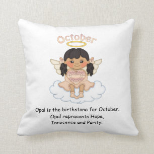 Coussin Noir d'ange de pierre porte-bonheur d'octobre
