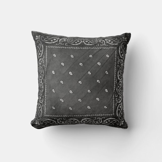 Coussin noir de conception de Paisley (Recto)