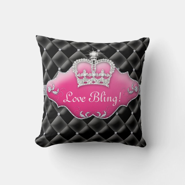 Coussin Noir de diamants de princesse Crown Pillow Tufted (Recto)
