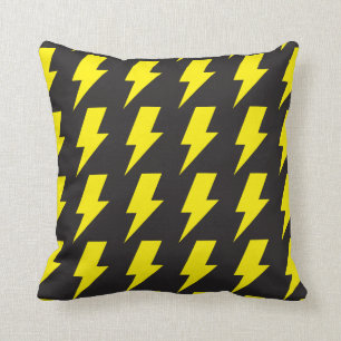 Coussin Noir de jaune de boulons de foudre