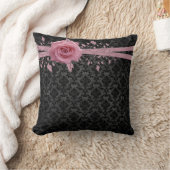 Coussin noir de luxe Damask rose rose (Couverture)