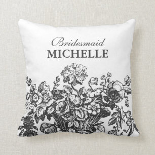 Coussin Noir de panier floral de faveur de Fête de la