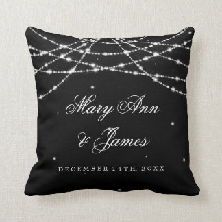 Coussin Noir de scintillement de ficelle de faveur