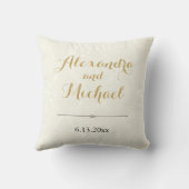 Coussin Noir en ivoire élégant classique mariage damassé (Verso)