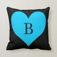Noir et Aqua Blue Heart Monogramme