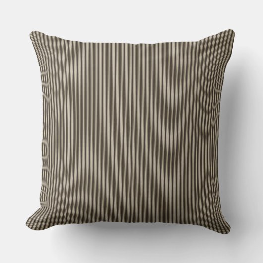 Coussin Noir et beige à rayures fines (Recto)