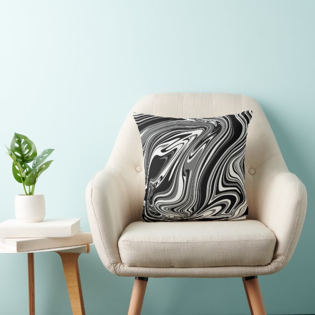 Coussin noir et blanc Abstrait (Chaise)