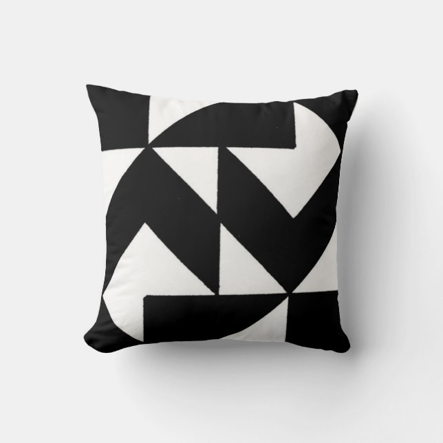 Coussin noir et blanc abstrait du numéro 3 (Recto)