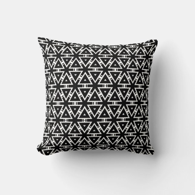 Coussin Noir et blanc abstrait motif arrière solide (Recto)