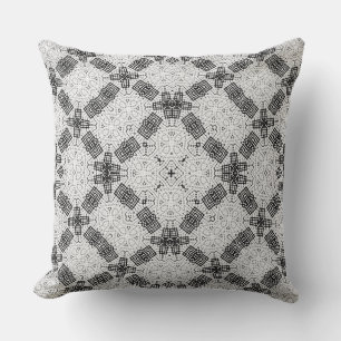Coussin Noir et blanc, ajourés, géométrique, dentelle