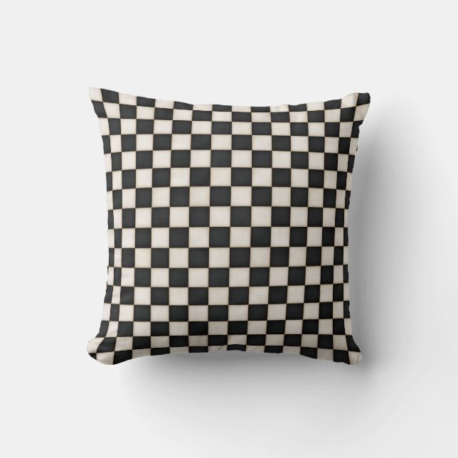 Coussin Noir et blanc antique À damiers (Recto)