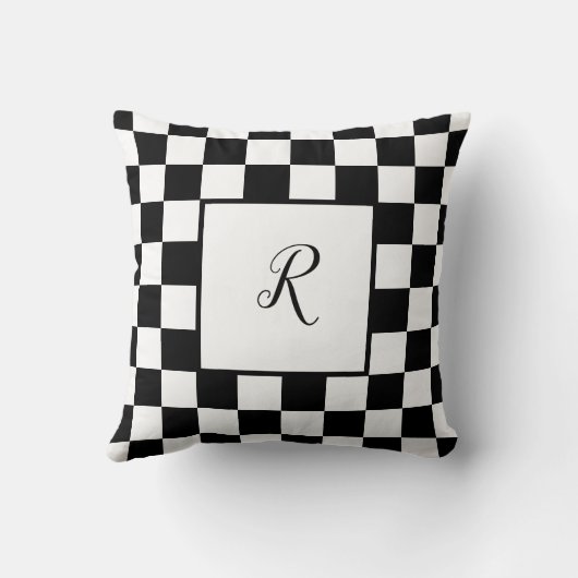 Coussin Noir et blanc avec Monogramme (Verso)