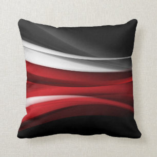 Coussin Noir et blanc avec un signe du rouge