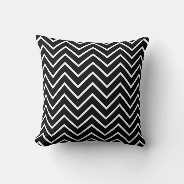 Coussin noir et blanc classique de Chevron (Recto)