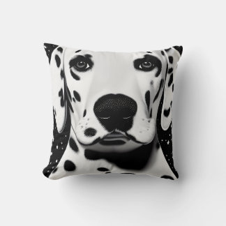 Coussin Noir et blanc Cute Retro Dalmatie Chiot